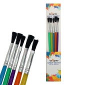 Набор кистей нейлон 5 штук, плоские, с пластиковыми цветными ручками фото на сайте Hobbymir.ru