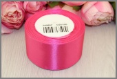 Однотонная атласная лента 50мм * 23м (+-1м) цвет неоново-розовый фото в интернет-магазине Hobbymir.ru