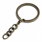 Кольцо для ключей с цепочкой, цвет бронза, 30мм фото в интернет-магазине Hobbymir.ru