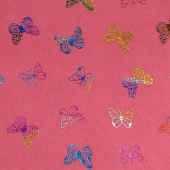 Фетр листовой с голографическим рисунком "Бабочки" 1мм 20х30см, цв. розовый фото на сайте Hobbymir.ru