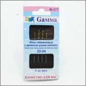 Иглы "Gamma" швейные ручные N-379 гобеленовы с двойным ушком №22-24, 4шт фото в интернет-магазине Hobbymir.ru