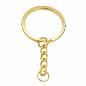 Кольцо для ключей с цепочкой, цвет золото, 30мм фото в интернет-магазине Hobbymir.ru