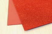 Фоамиран глиттерный клеевой,1 мм, 20см*30см, цвет красный фото на сайте Hobbymir.ru