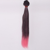 Волосы-тресс для кукол "Прямые" длина волос 25 см, ширина 100 см, цвет черно-розовый фото на сайте Hobbymir.ru