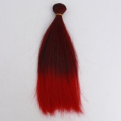 Волосы-тресс для кукол "Прямые" длина волос 25 см, ширина 100 см, цвет черно-красный фото на сайте Hobbymir.ru