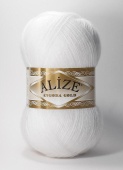 Пряжа ALIZE "ANGORA GOLD" цвет белый, 80% акрил, 20% шерсть, 550м, 100гр фото на сайте Hobbymir.ru