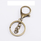 Кольцо для ключей с карабином и цепочкой, цвет бронза,30мм фото в интернет-магазине Hobbymir.ru