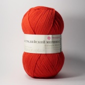 Пряжа Австралийский меринос цвет красный, 5% леакрил, 95% мериносовая шерсть, 400м, 100гр фото на сайте Hobbymir.ru