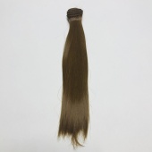 Волосы-тресс для кукол "Прямые" длина волос 25 см, ширина 100 см, цвет т. русый фото на сайте Hobbymir.ru