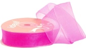 Органза однотонная, 12мм, 3м, цвет-030 яр. розовый фото в интернет-магазине Hobbymir.ru