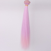 Волосы-тресс для кукол "Прямые" длина волос 25 см, ширина 100 см, цвет сиренево-розовый фото на сайте Hobbymir.ru