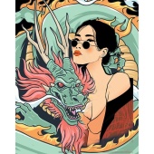 Алмазная мозаика с частичным заполнением «Девушка с драконом» без рамы 30х40 см фото на сайте Hobbymir.ru