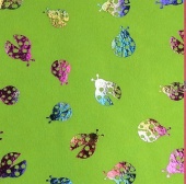Фетр листовой с голографическим рисунком "Божьи коровки" 1мм 20х30см, цв. зеленый фото на сайте Hobbymir.ru
