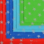 Фетр листовой глиттерный Звезды 1,4мм 20х30см, цв. синий фото на сайте Hobbymir.ru