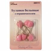 Булавки бельевые с ограничителем, цв. розовый, 6 шт.   фото в интернет-магазине Hobbymir.ru