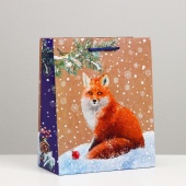 Пакет подарочный "Лиса в снегу", 18 х 22,3 х 10 см фото на сайте Hobbymir.ru