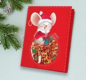 Новогодняя открытка, шейкер "Мышка на шаре",23,5 см × 15,2 см фото на сайте Hobbymir.ru