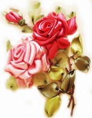 Вышивка лентами ЦВЕТНОЙ, Розы 20х30 см фото на сайте Hobbymir.ru