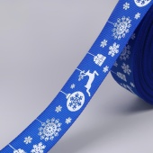 Репсовая лента шир.25мм, Олени, цв.синий фото в интернет-магазине Hobbymir.ru