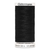 Нитки Gutermann для джинсы 100м, цвет 1000 черный фото в интернет-магазине Hobbymir.ru