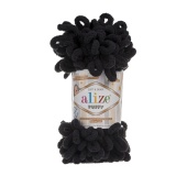 Пряжа Puffy  цвет 60 черный, 100% микрополиэстер, 9,2м, 100гр фото на сайте Hobbymir.ru