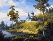 Картина по номерам "Церковь у реки", 40х50, арт.ZX10113			 фото на сайте Hobbymir.ru