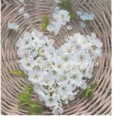 Салфетка для декупажа "Цветы в корзине в виде сердца" 33*33 см фото на сайте Hobbymir.ru