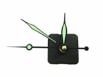 Набор часовой механизм 3268 с подвесом+ комплект стрелок 69 97, чёрно-зелёные с флуоресцентным покрытием